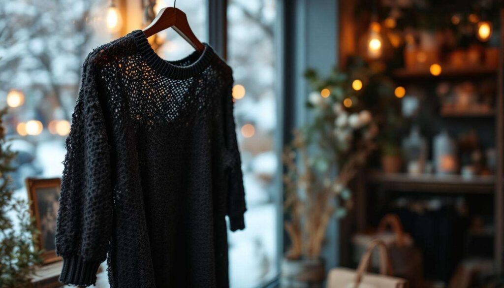 Un abito in maglia di colore nero, un jolly nel guardaroba invernale