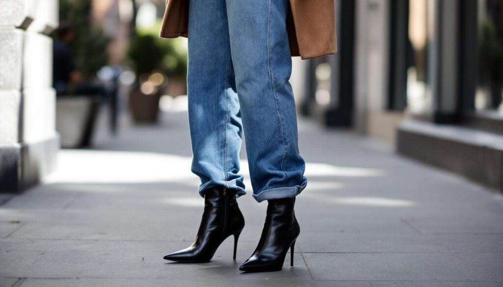 Stivaletti a punta e jeans larghi: il trucco visivo per slanciare la gamba secondo le esperte